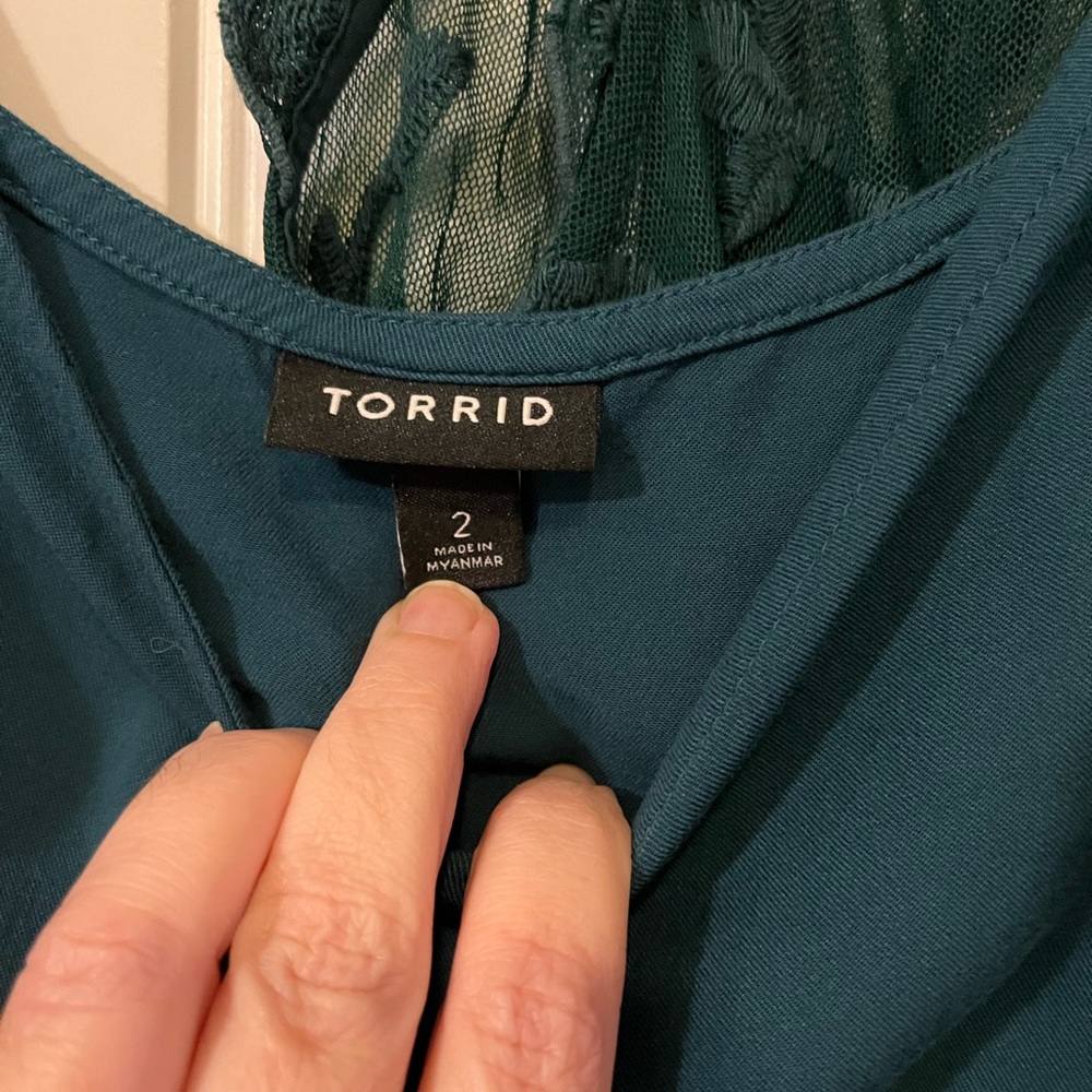 torrid dark teal camisole and lace overlay tank - Picture 9 of 9